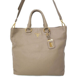 Prada Vitello Daino 2way leather tote Shoulder bag Beige Pink